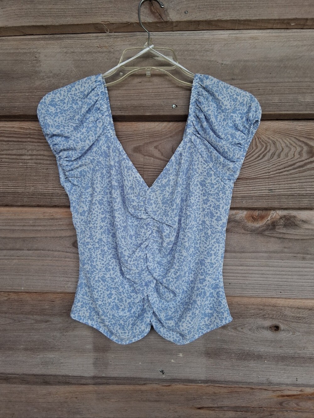Sienna Sky blue and white floral cottagecore-style top